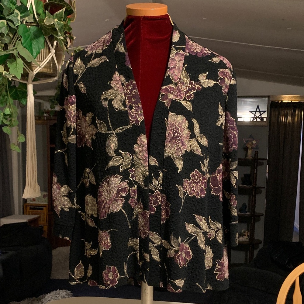 R&M Richards Black and Gold Cardigan